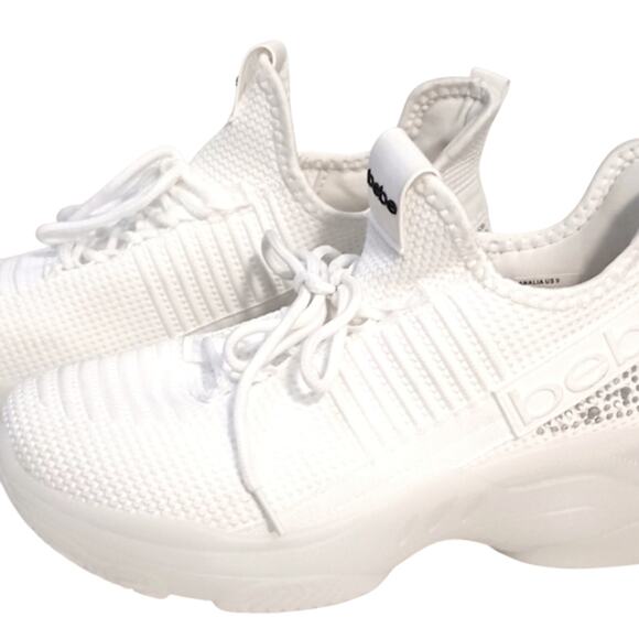 NEW bebe Crystals Sneakers ANALIA Sz 11 WHITE Rhinestones Embellished Luxe Fancy - Picture 13 of 16